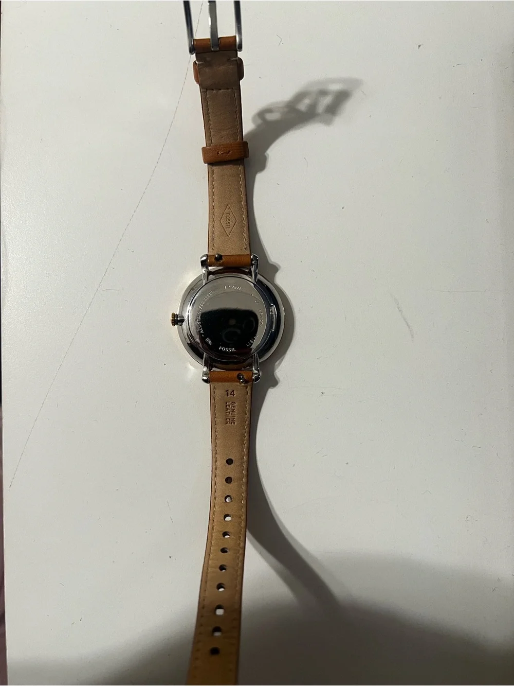 Fossil Women Navy Dial Watch with Tan Leather Strap